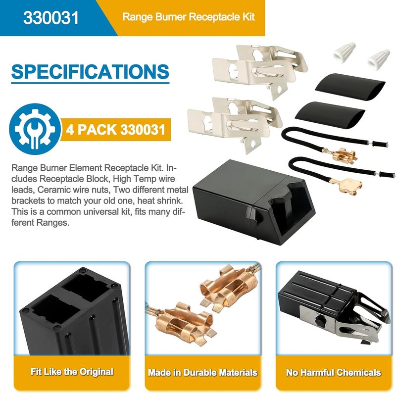 Fetechmate 318067041 318067051 Porcelain Stove Drip Pans Black, MP22YA Stove Elements Repalcement with 330031 Range Burner Receptacle Fit for Ken-more Tap-pan Frigi-daire Electric Stove by - Image 4